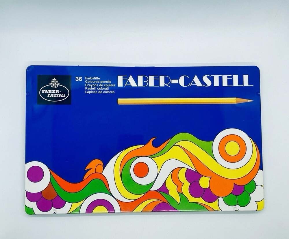 Vtg Faber-Castell 36 Goldfaber 4100 Colored Pencils Metal Tin 4216 Germany Mint